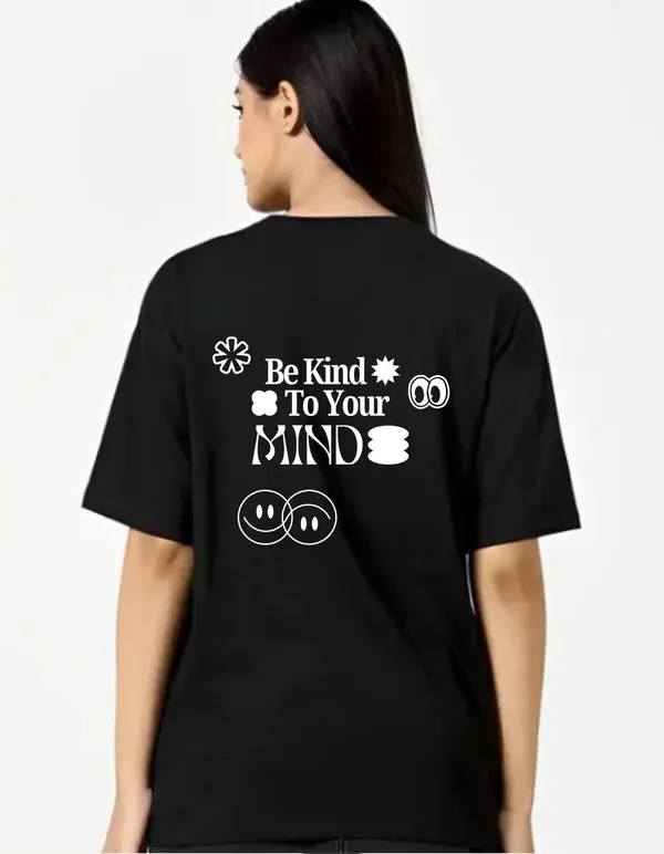 Black_Cotton_Blend_Trendy_Be_Kind_To_Youur_Mind_T-Shirt_Back_Print_For_Women