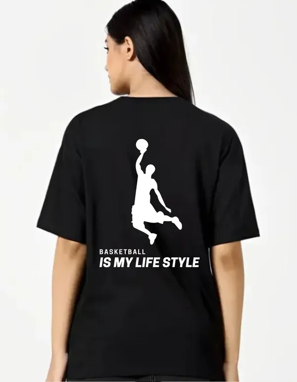 Black_Cotton_Blend_Trendy_Basket_Ball_Is_My_Life_T-Shirt_Back_Print_For_Women