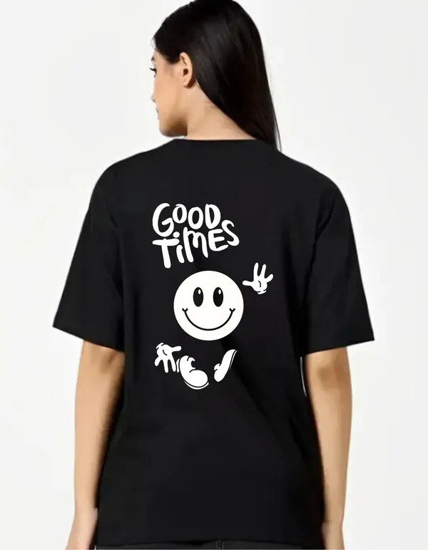 Black_Cotton_Blend_Trendy_Good_Times_T-Shirt_Back_Print_For_Women