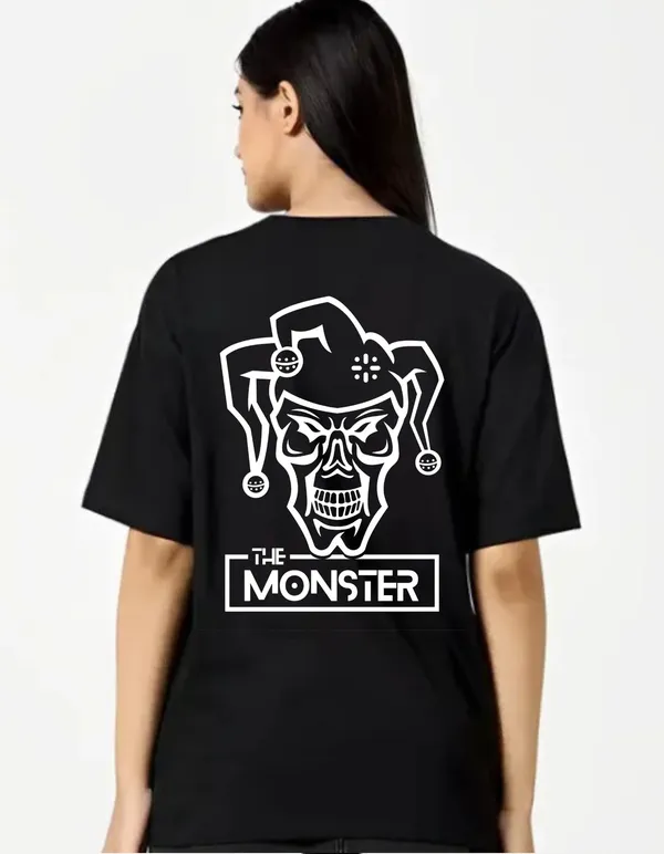 Black_Cotton_Blend_Trendy_Monster_T-Shirt_Back_Print_For_Women