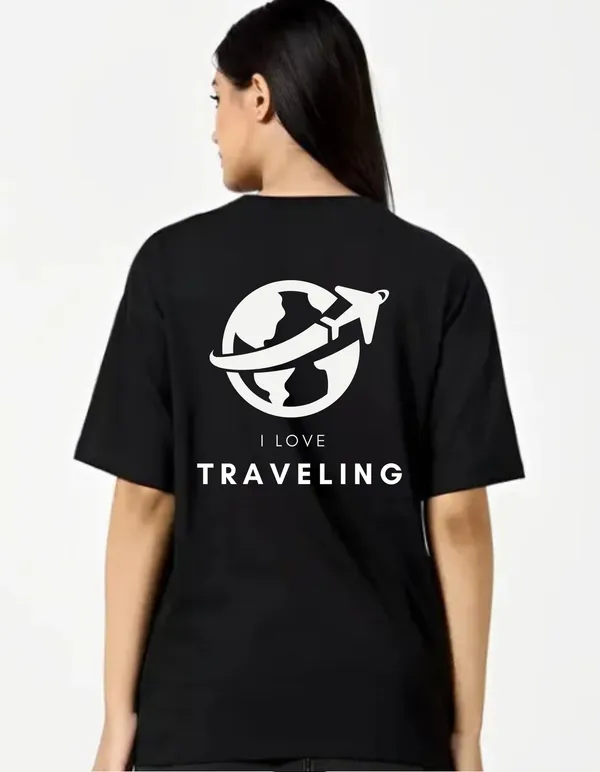 Black_Cotton_Blend_Trendy_I_Love_Traveling_T-Shirt_Back_Print_For_Women