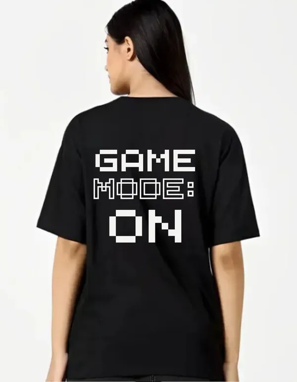 Black_Cotton_Blend_Trendy_Game_Mode_T-Shirt_Back_Print_For_Women