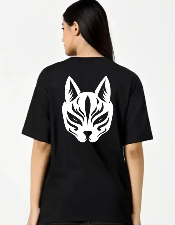 Black_Cotton_Blend_Trendy_Catt_Face_T-Shirt_Back_Print_For_Women