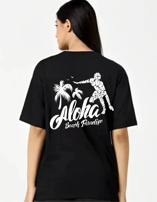 Black_Cotton_Blend_Trendy_Aloha_Beach_T-Shirt_Back_Print_For_Women