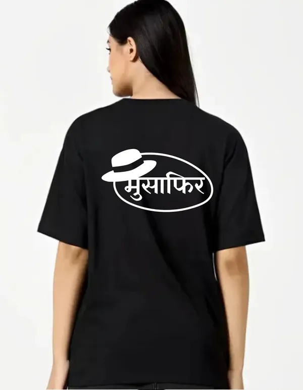 Black_Cotton_Blend_Trendy_Musafir_T-Shirt_Back_Print_For_Women