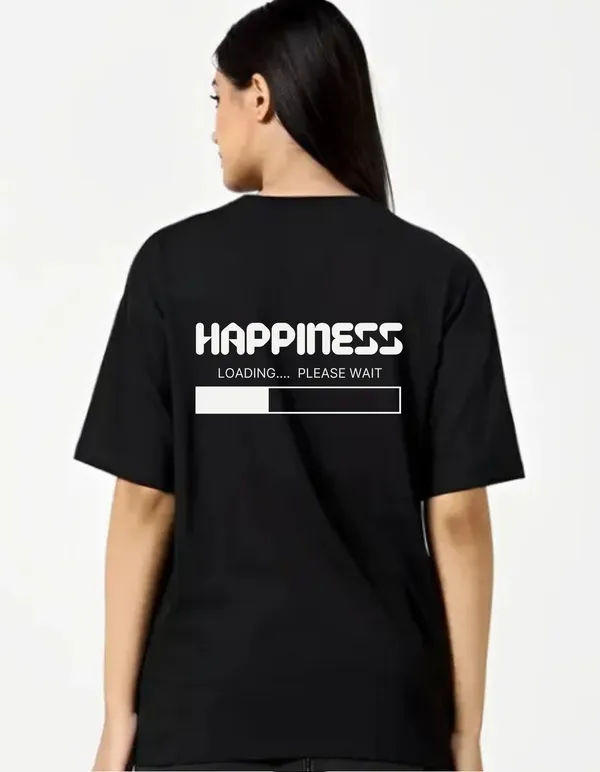 Black_Cotton_Blend_Trendy_Happiness_T-Shirt_Back_Print_For_Women