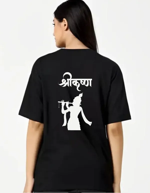 Black_Cotton_Blend_Trendy_Shri_Krisna_T-Shirt_Back_Print_For_Women