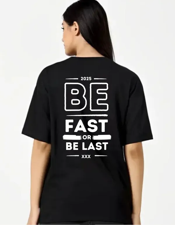Black_Cotton_Blend_Trendy_Be_Fast_T-Shirt_Back_Print_For_Women
