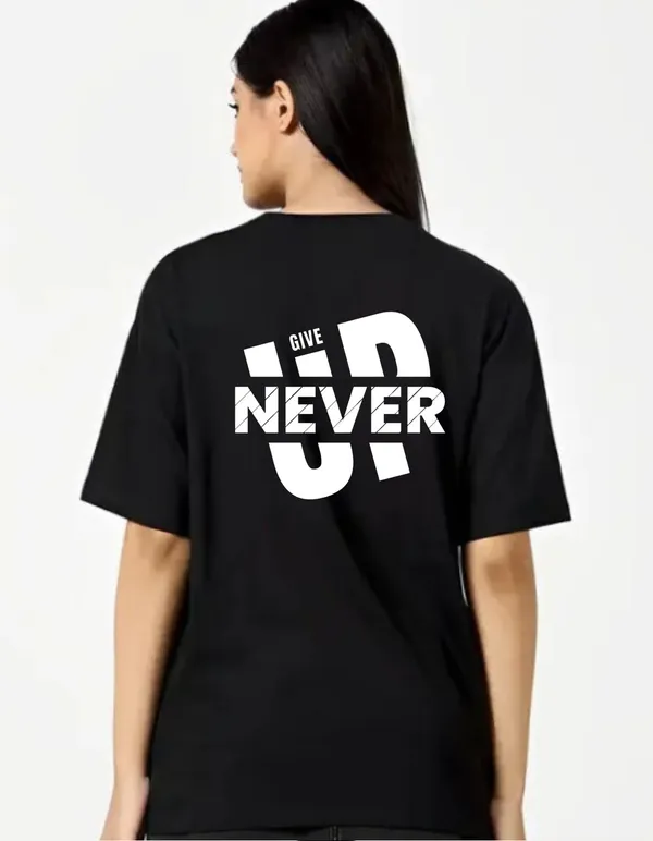 Black_Cotton_Blend_Trendy_Never_Give_Up_T-Shirt_Back_Print_For_Women