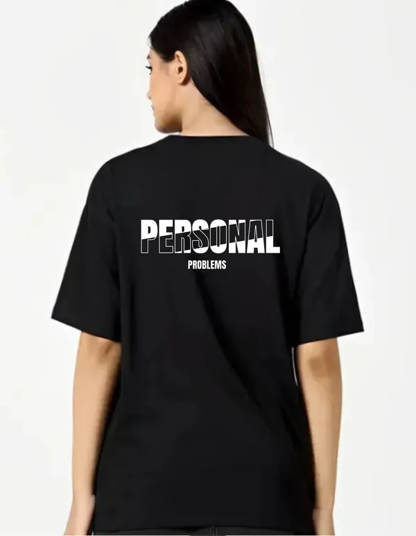 Black_Cotton_Blend_Trendy_Personal_Problem_T-Shirt_Back_Print_For_Women