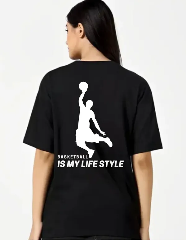 Black_Cotton_Blend_Trendy_Basketball_T-Shirt_Back_Print_For_Women