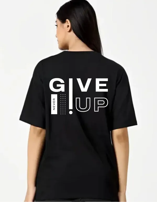 Black_Cotton_Blend_Trendy_Never_Give_Up_T-Shirt_Back_Print_For_Women