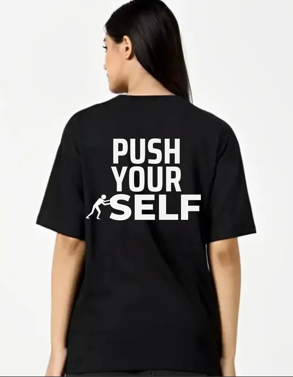 Black_Cotton_Blend_Trendy_Push_Youurself_T-Shirt_Back_Print_For_Women