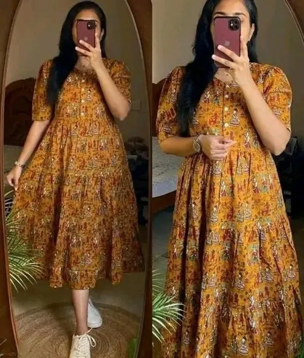 New_trending_Rajasthani_Print_Midi_Dress_|_Jaipuri_Printed_Midi_Dress_|_Traditional_Rajasthani_Long_Dress_|_Festive_Wear_Yellow_Gown_|_Ethnic_rayon_Long_Dress|_Comfortable_Summer_Midi_Dress|_special_for_womens_and_girls