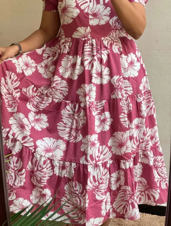 Printed_rayon_Midi_Dress_for_Women_|_Pink_Floral_Midi_Dress_|_Puff_Sleeve_Pink_Dress_|_Trendy_Pink_Midi_Dress_for_Girls_|_Comfortable_rayon_Long_Dress|_Pink_Party_Wear_Midi_Gown