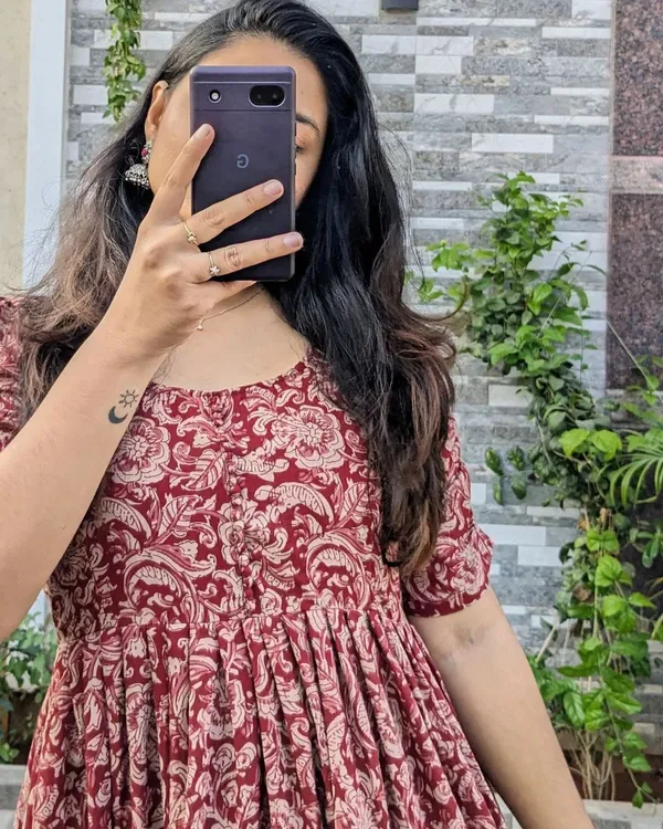 new_trending_midi_dress_2025|stylish_maroon_flared_midi|fit_and_flare_rayon_gown|ethnic_printed_midi_dress|comfortable_daily_wear_dress|trendy_puff_sleeve_midi_dress|casual_wear_rayon_midi_special_for_womens_and_gils.