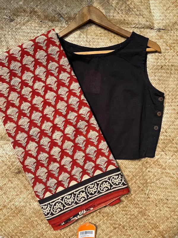 Bagru_Floral_Buti_Hand_Block__Cotton_Saree