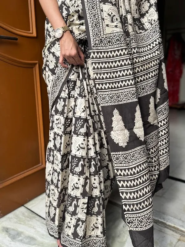 Bagru_Shyama_Kalamkari_Heritage_Saree_with_Blouse_Piece