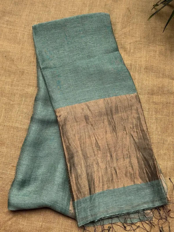 Persian_Green_Pure_Silk_Linen_Saree