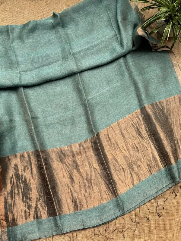 Persian_Green_Pure_Silk_Linen_Saree