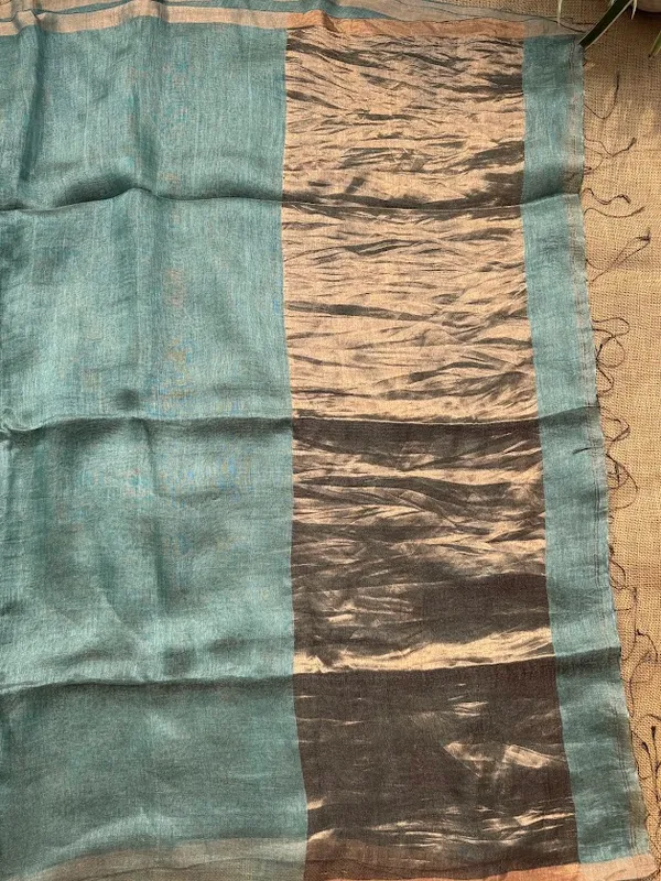 Persian_Green_Pure_Silk_Linen_Saree