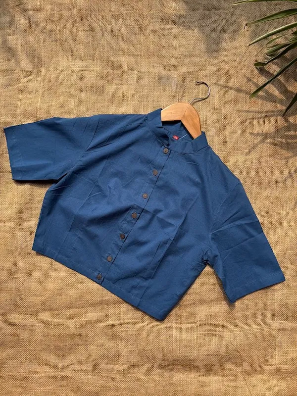 Cobalt_Blue_Mandarin_Collar_Cotton_blouses