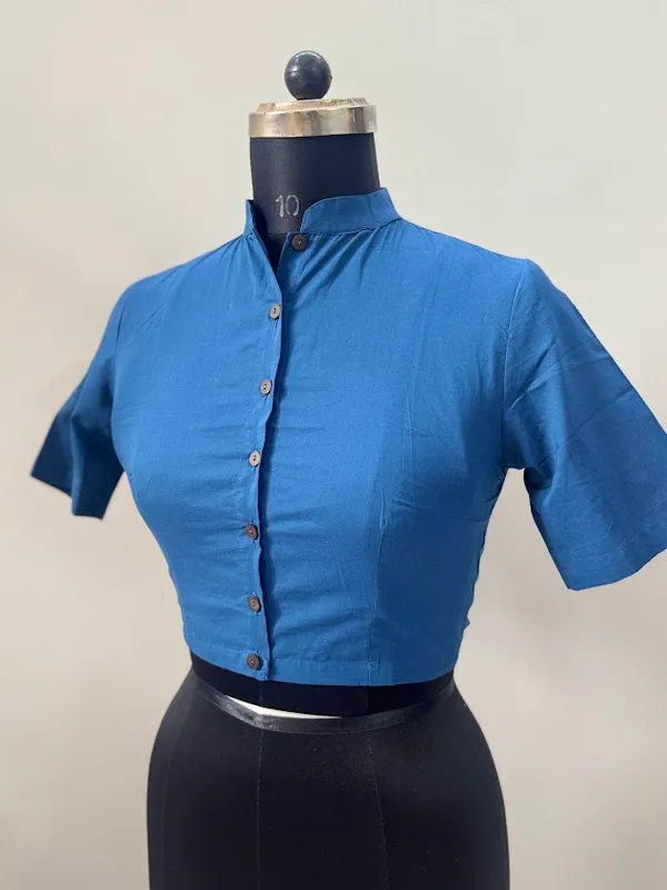 Cobalt_Blue_Mandarin_Collar_Cotton_blouses