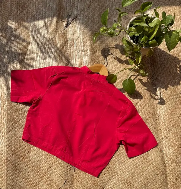 Carmine_Red_Mandarin_Collar_Cotton_Blouse