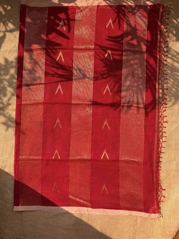 Deep_Maroon_Festive_Pure_Cotton_Handloom_Saree_with_Metallic_Copper_Zari_Motifs_&_Striped_Pallu