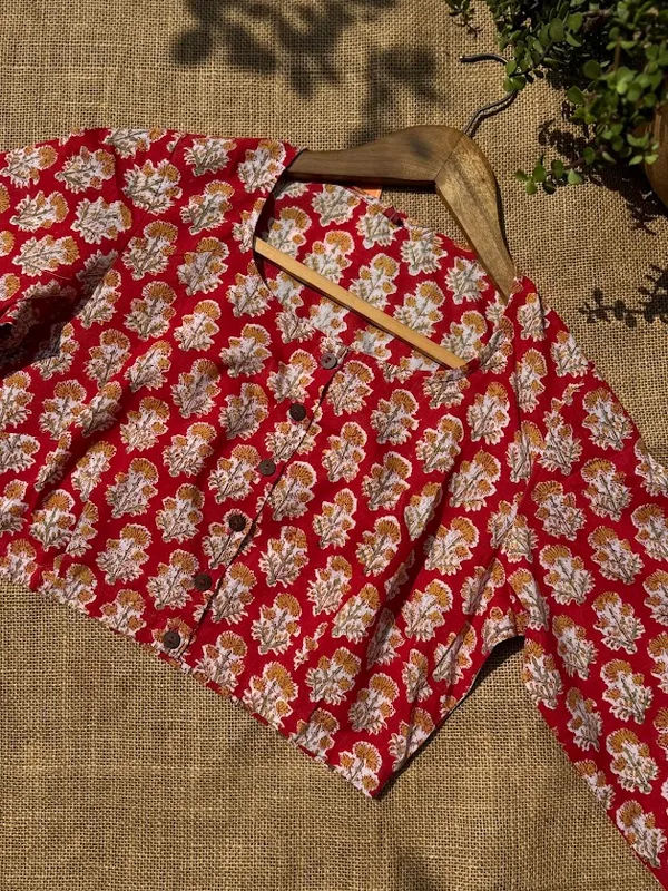 Gulmohar_Print_3/4th_Sleeve_Blouse