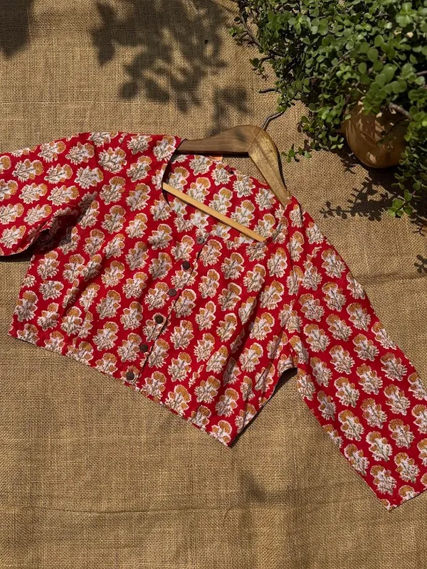 Gulmohar_Print_3/4th_Sleeve_Blouse