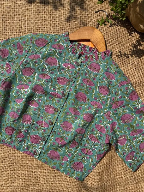 High-Neck_Ruffled_Mandarin_Collar_Block_Print_Blouse