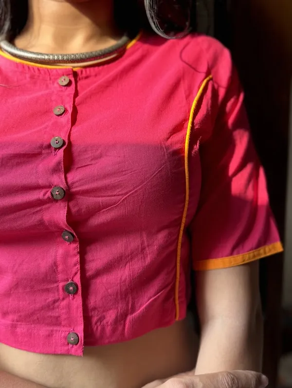 Hot_Pink_Princess_Cut_Blouse_with_Neon_Piping