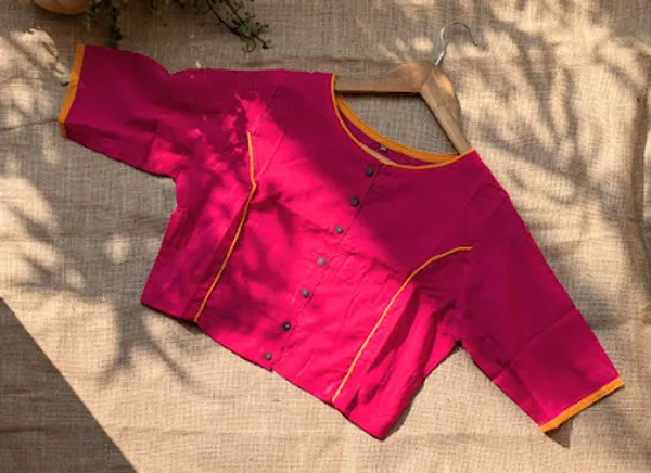 Hot_Pink_Princess_Cut_Blouse_with_Neon_Piping