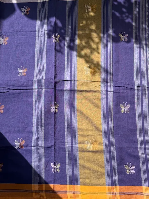 Indigo_Violet_Dhaniakhali_Pure_Cotton_Handloom_Saree_with_Jamdani_Butterfly_Motifs_&_Mustard_Yellow_Border