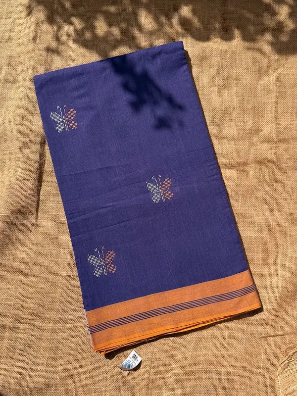 Indigo_Violet_Dhaniakhali_Pure_Cotton_Handloom_Saree_with_Jamdani_Butterfly_Motifs_&_Mustard_Yellow_Border