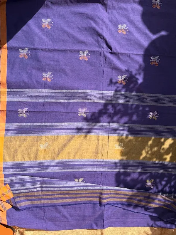 Indigo_Violet_Dhaniakhali_Pure_Cotton_Handloom_Saree_with_Jamdani_Butterfly_Motifs_&_Mustard_Yellow_Border