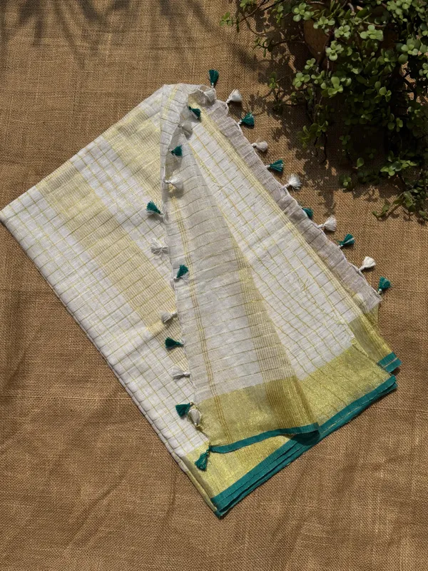 Onam_Linen_Zari_Saree_with_Rama_Green_Contrast_Blouse