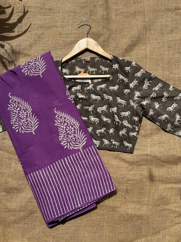 Jamuni_Mul_Paisley_Buta_Bagru_Handblock_Saree_with_Blouse_Piece