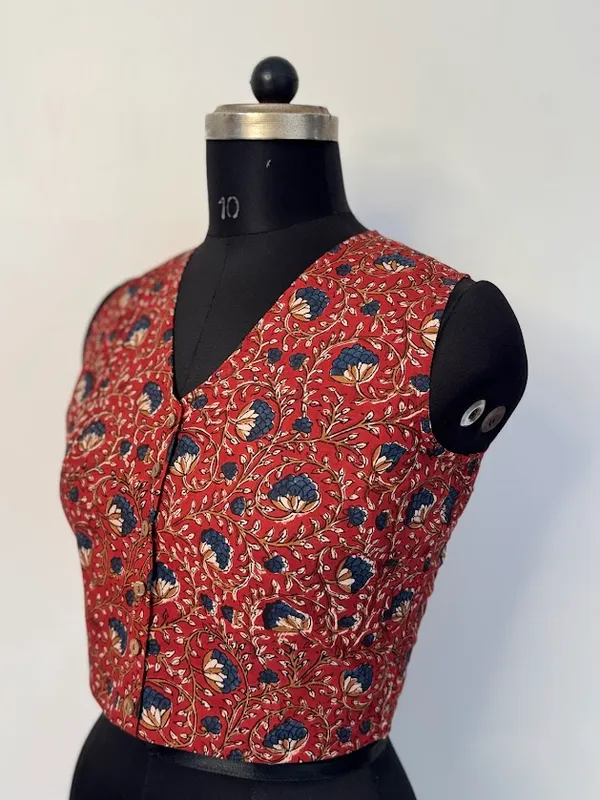 Kalamkari_Floral_Print_Sleeveless_Blouse