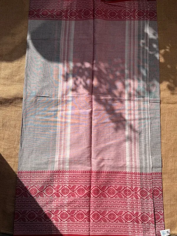 Light_Ash_Grey_&_Soft_Rose_Pink_Dhaniakhali_Pure_Cotton_Saree_with_Intricate_Jamdani_Border