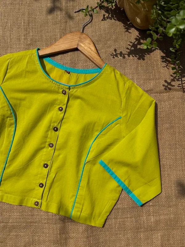 Lime_Green_Contrast_Piping_Cotton_Blouse