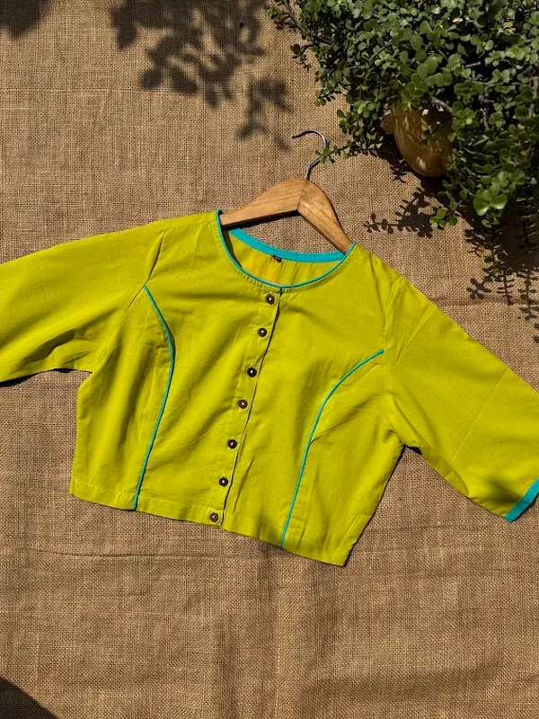 Lime_Green_Contrast_Piping_Cotton_Blouse