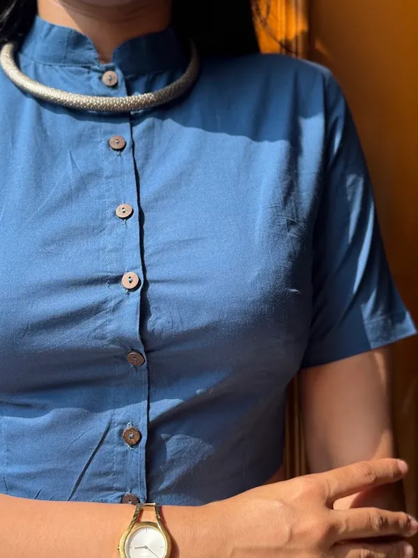 Cobalt_Blue_Mandarin_Collar_Cotton_blouses