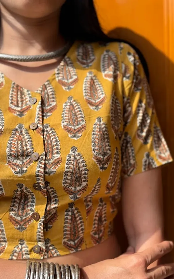 Mustard_Elegance_Buta_V-Neck_Blouse