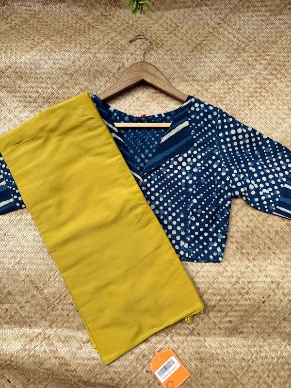 Mustard_Sun_Plain_Mulmul_Saree_with_Fabric_Tassels