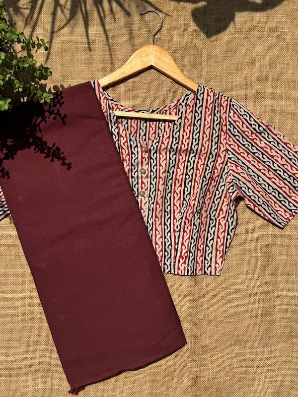 Dark_Maroon_Plain_Mulmul_Saree_with_Fabric_Tassels