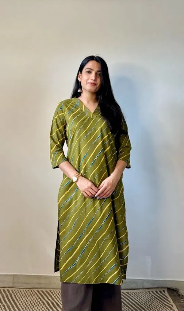 Olive_Leheriya_Stripe_printed_Kurti