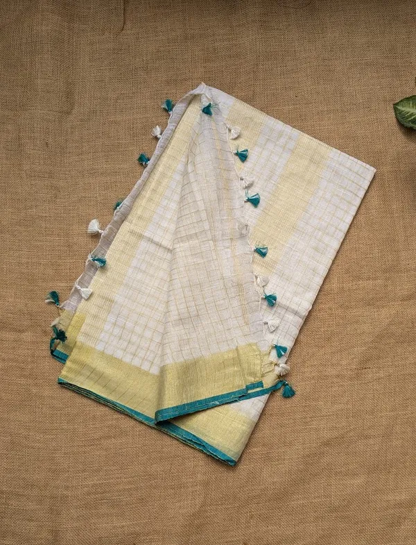 Onam_Linen_Zari_Saree_with_Rama_Green_Contrast_Blouse