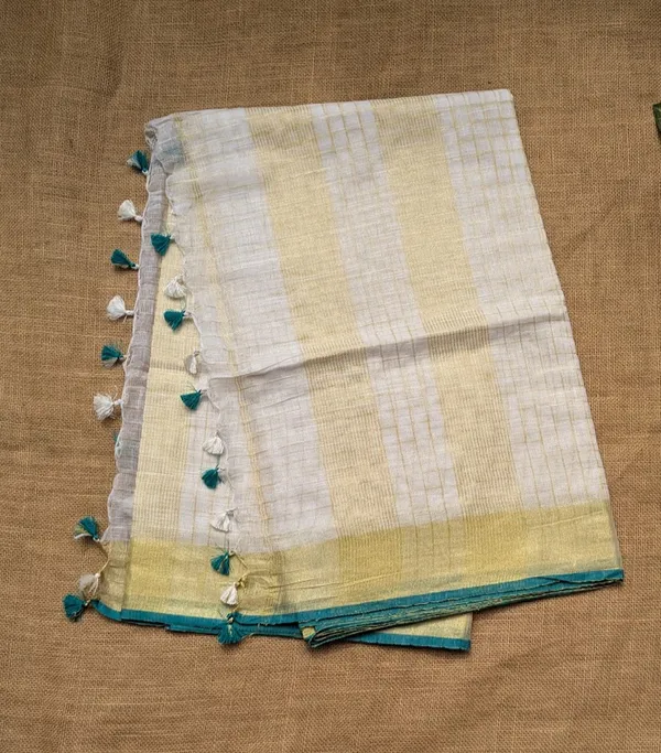 Onam_Linen_Zari_Saree_with_Rama_Green_Contrast_Blouse